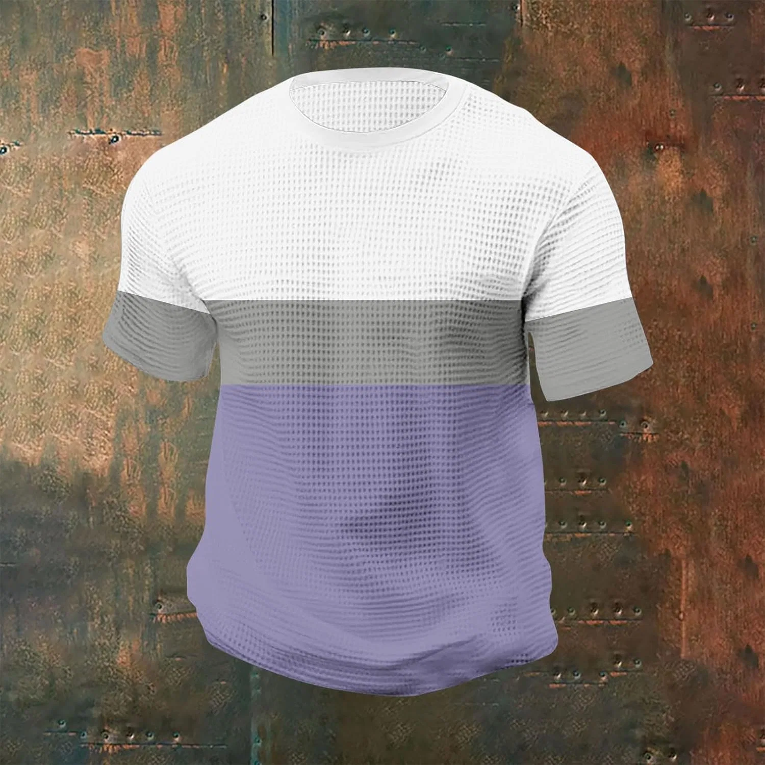 Мужская футболка с цветовым блоком из вафельной ткани, Purple — фото 3