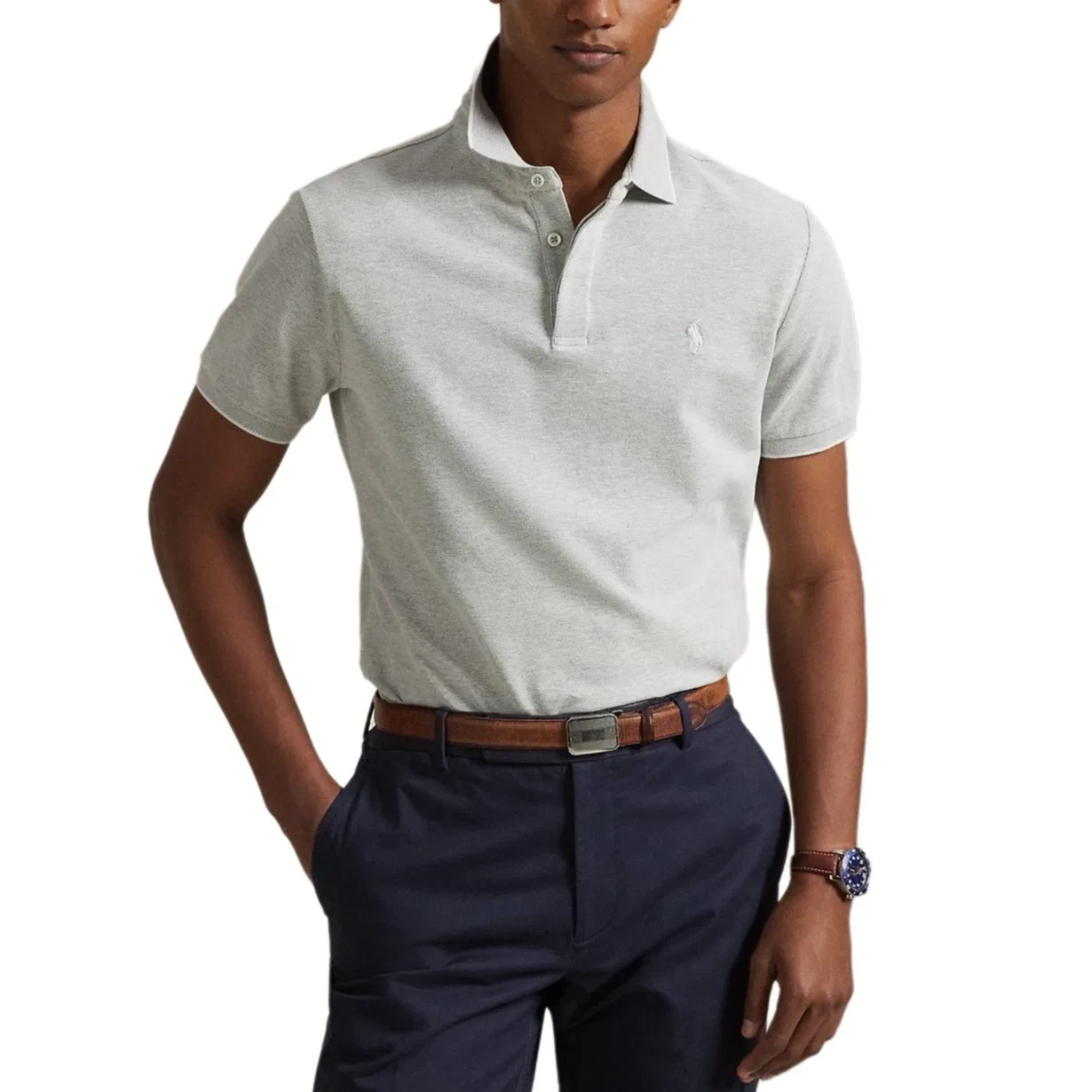 Поло мужское хлопковое белое, Polo Ralph Lauren, White — фото 3