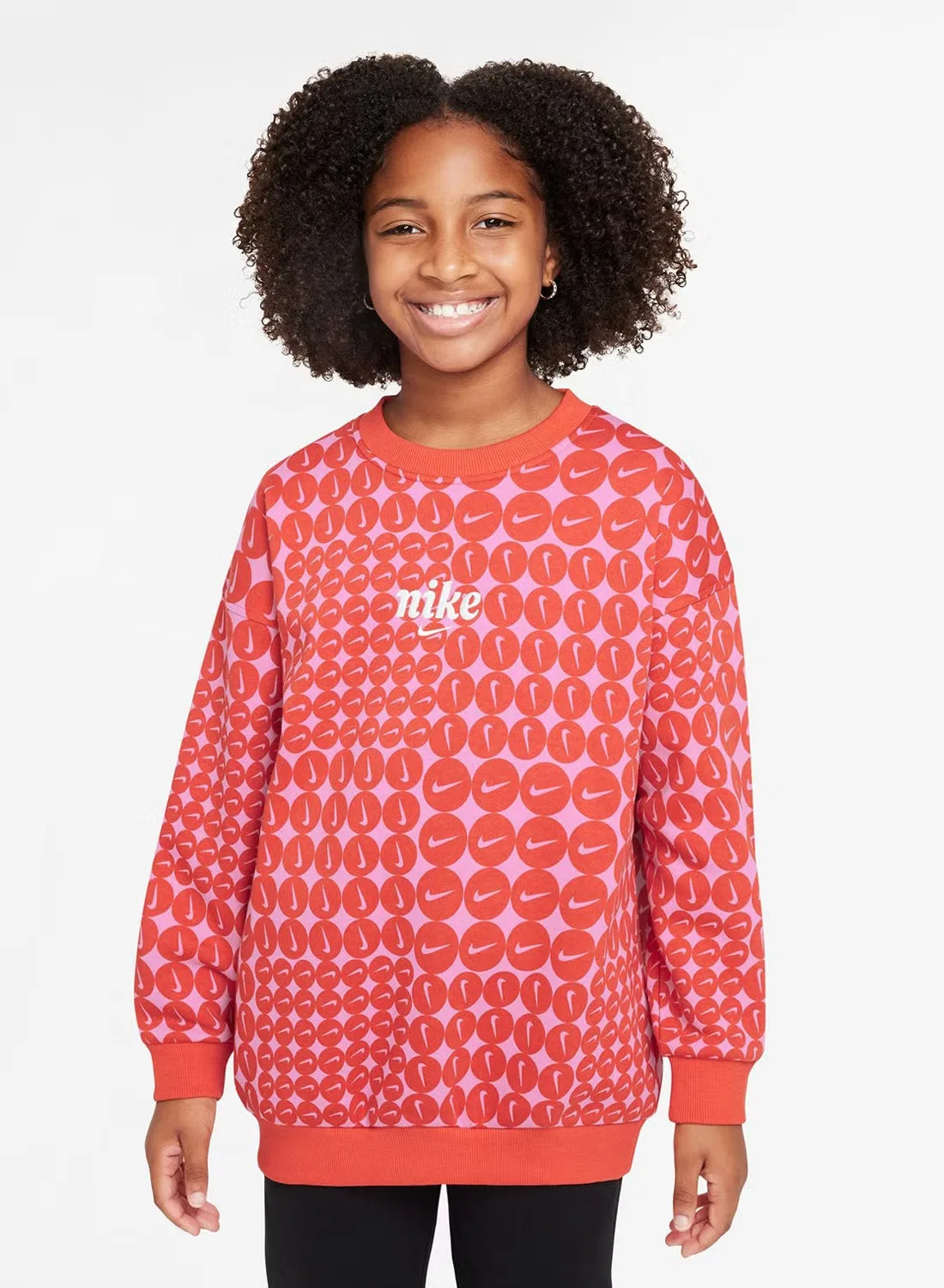 Свитшот оверсайз из флиса с логотипом Kids club Nike, белый