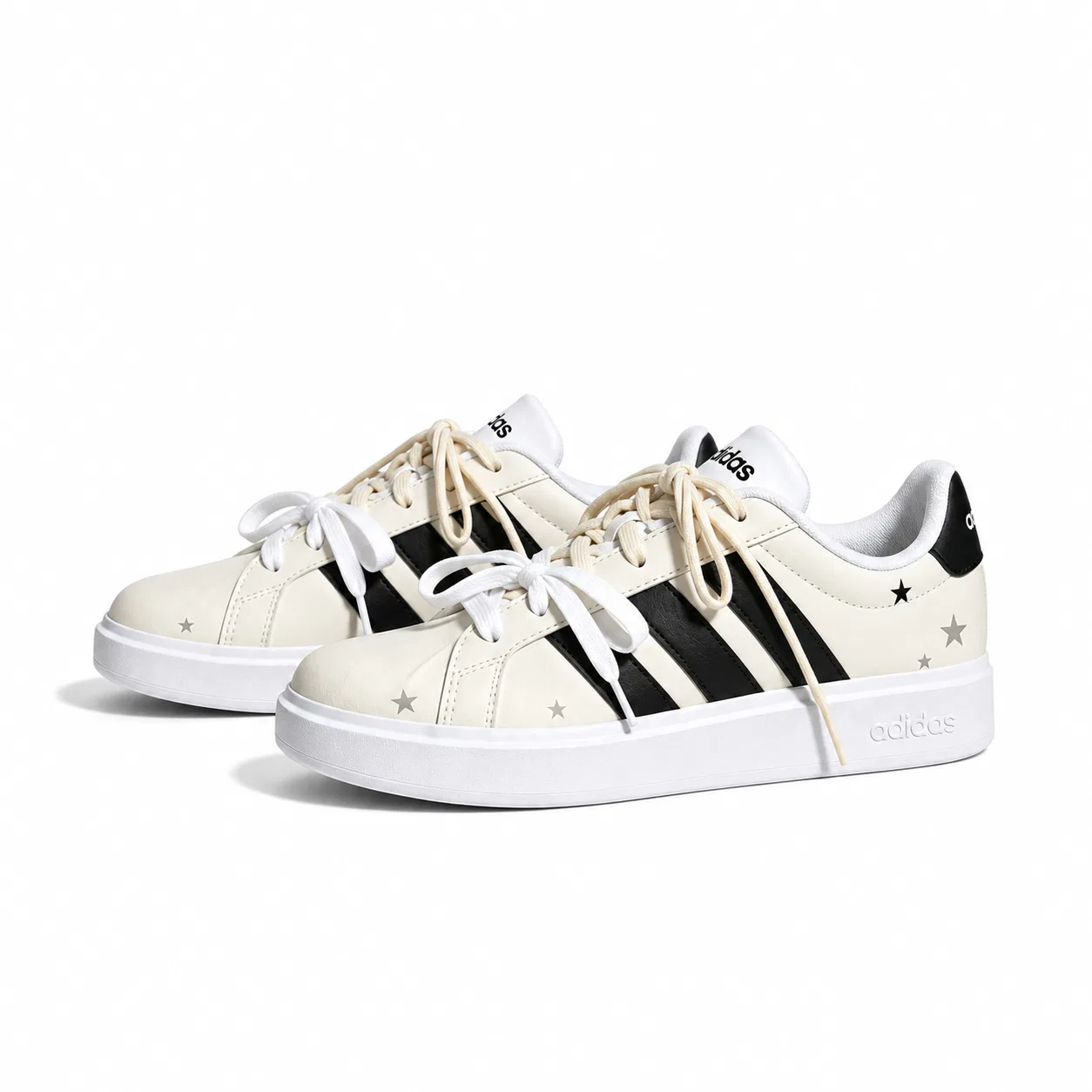 Детские повседневные кроссовки с принтом звезд Street Talk Kids' Casual Shoes Adidas, Beige Yellow Stars — фото 4
