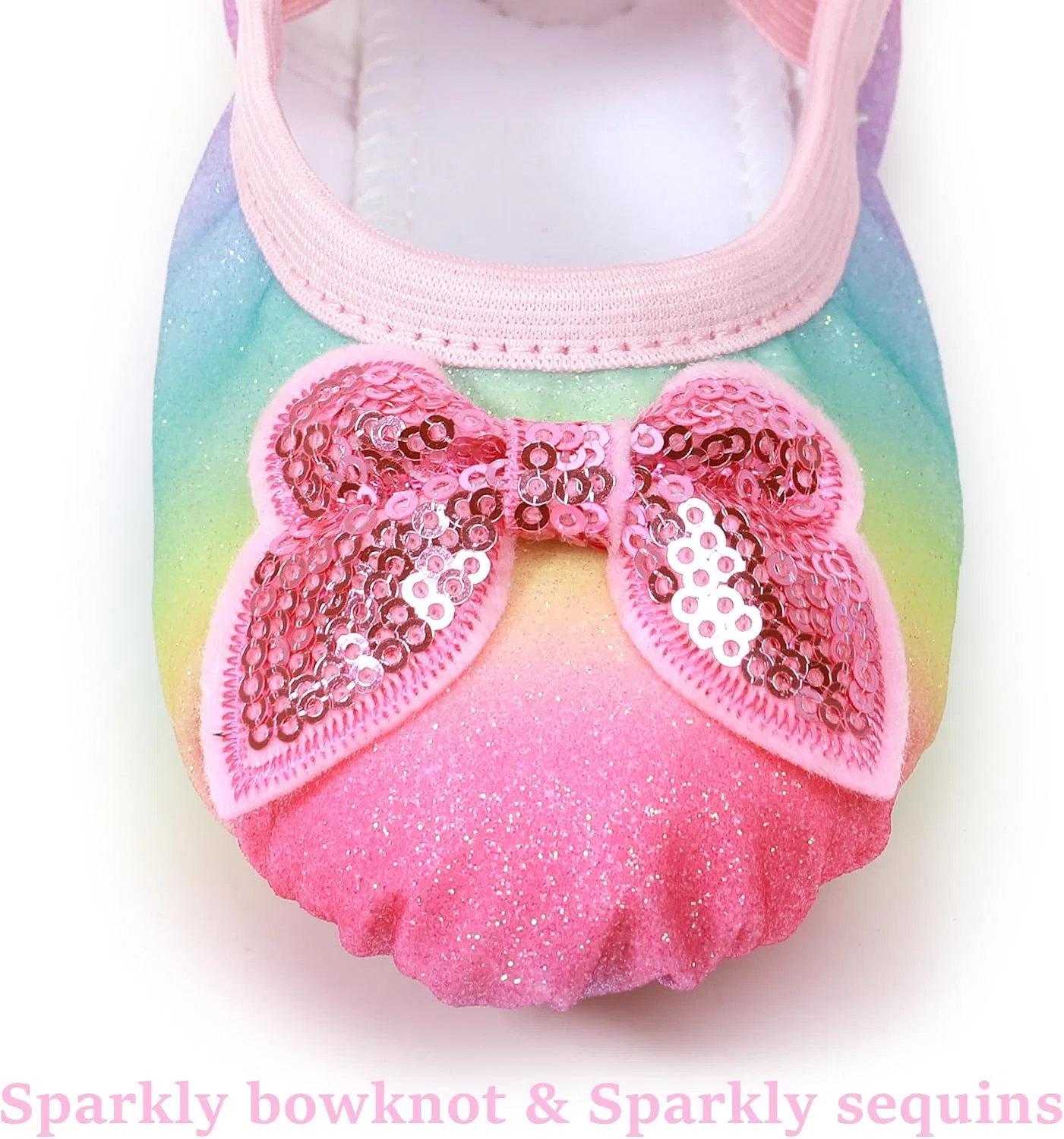 Детские балетки для девочек с блестками Anproity, Rainbow Glitter Butterfly — фото 2