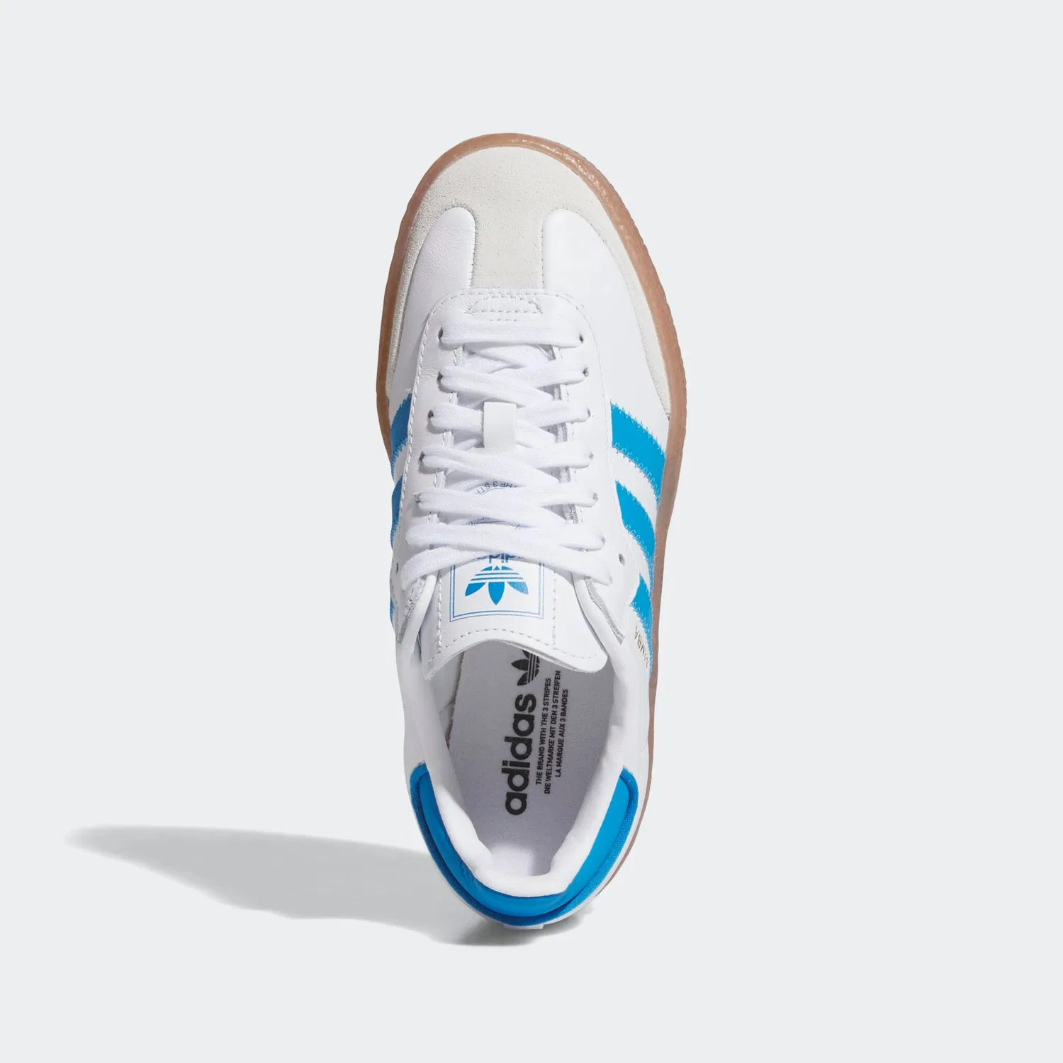 Детские кроссовки с увеличенной подошвой Adidas Originals, Cloud White/Bright Blue/Gold Metallic — фото 4