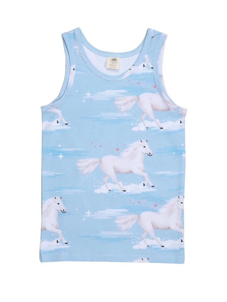 Футболка Walkiddy Undershirt "Белые лошади" синего цвета