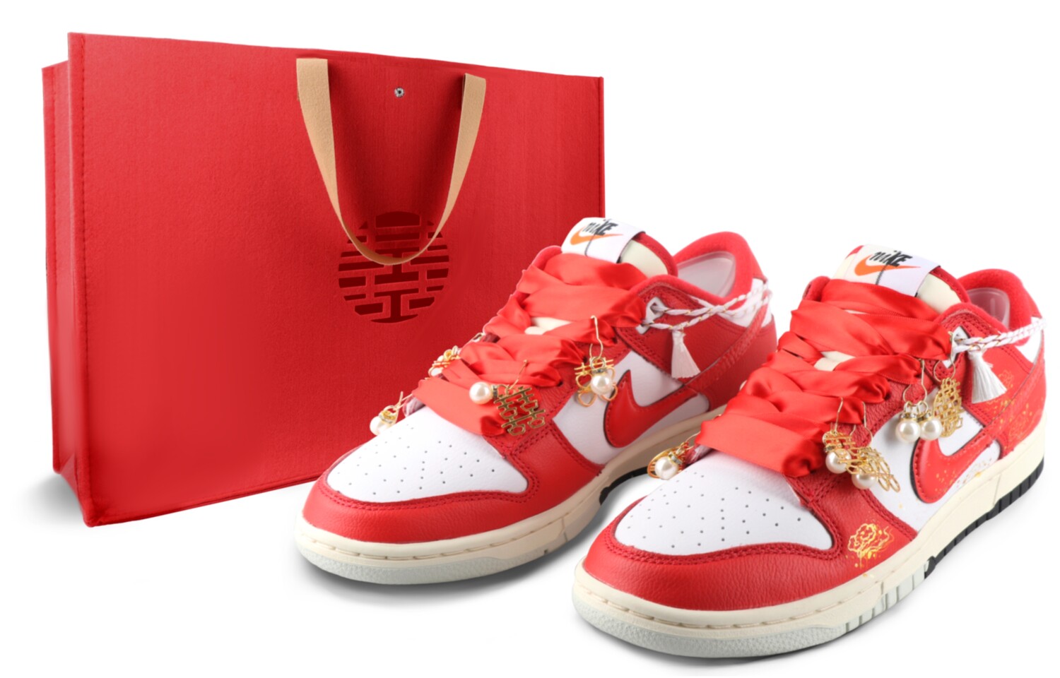 

Кроссовки Nike Dunk Skateboarding Shoes Unisex Low-top Red Gold, красный