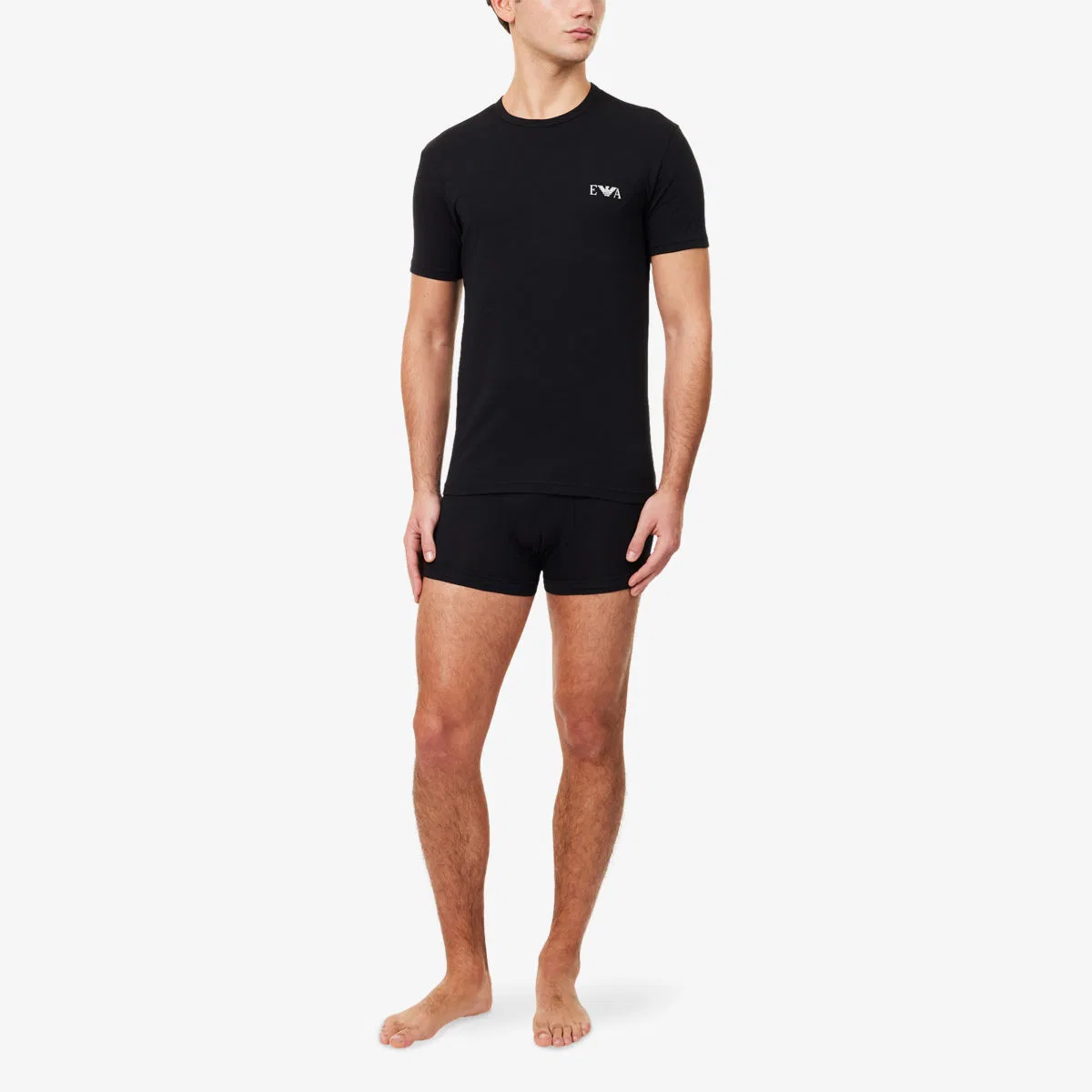 Комплект из двух хлопковых футболок с логотипом бренда Emporio Armani, черный — фото 2