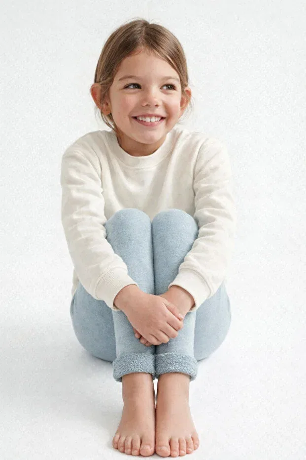 Детские леггинсы для девочек с начесом Children'S tights with towel inside light mint Katia&Bony, Open Mint