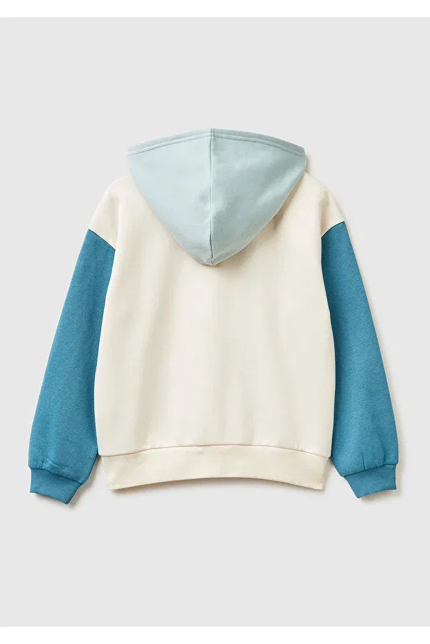 Детские свитшот для девочек с пайетками United Colors Of Benetton, Ecru-Blue — фото 2