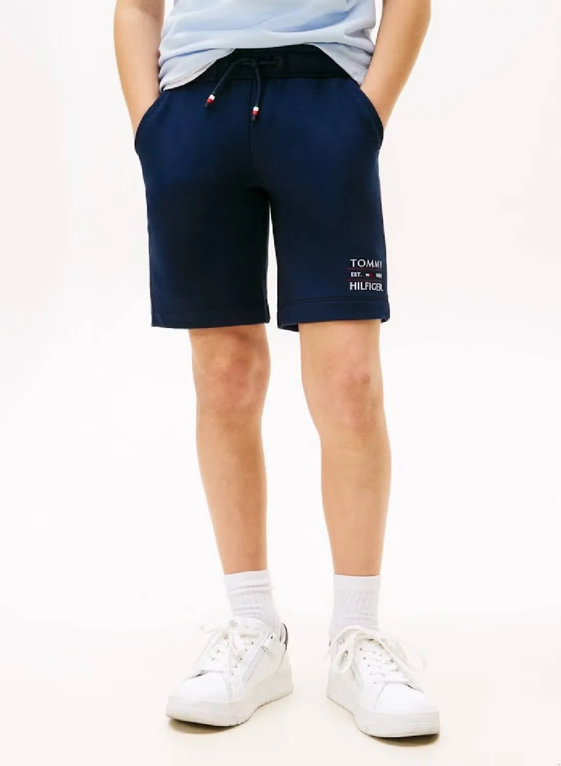 Шорты спортивные с логотипом Tommy Hilfiger, темно-синий — фото 2