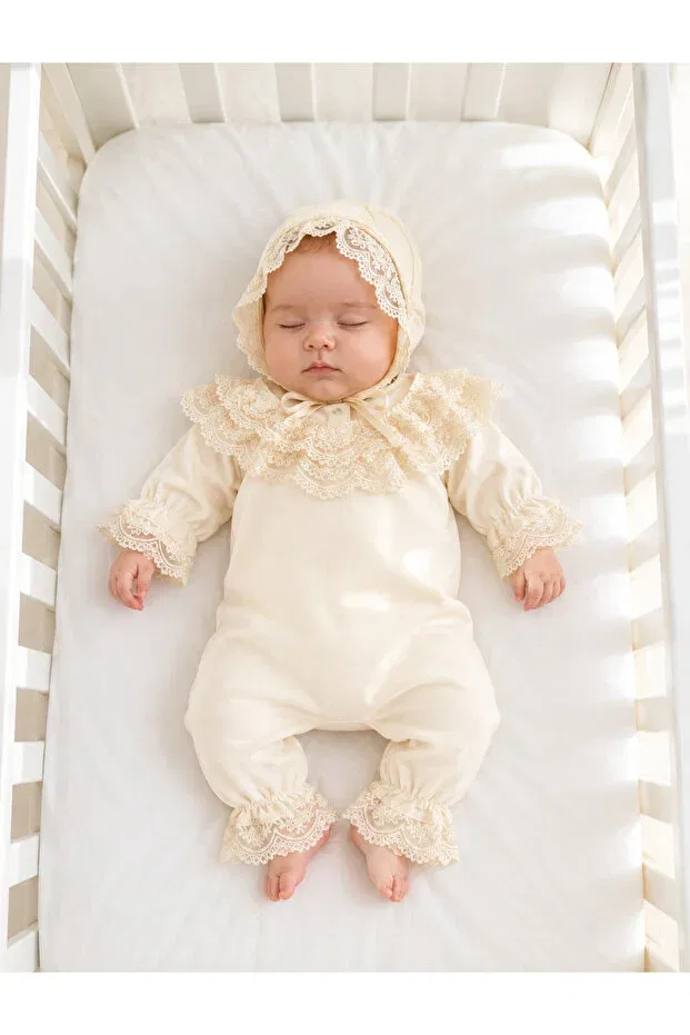 Детский комбинезон для девочек кружевной Lily hat Mert Baby, Nude Color