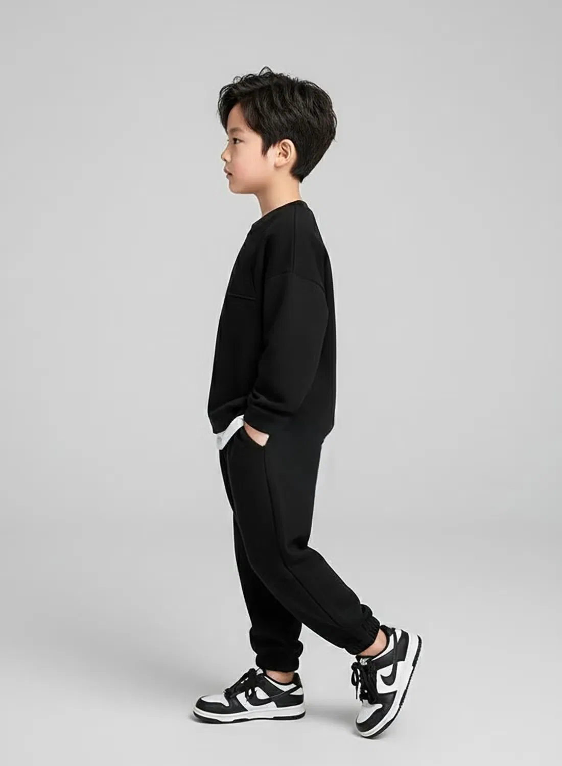 Комплект зимний с длинным рукавом Classic winter boys tracksuit set Babyqlo, черный — фото 3