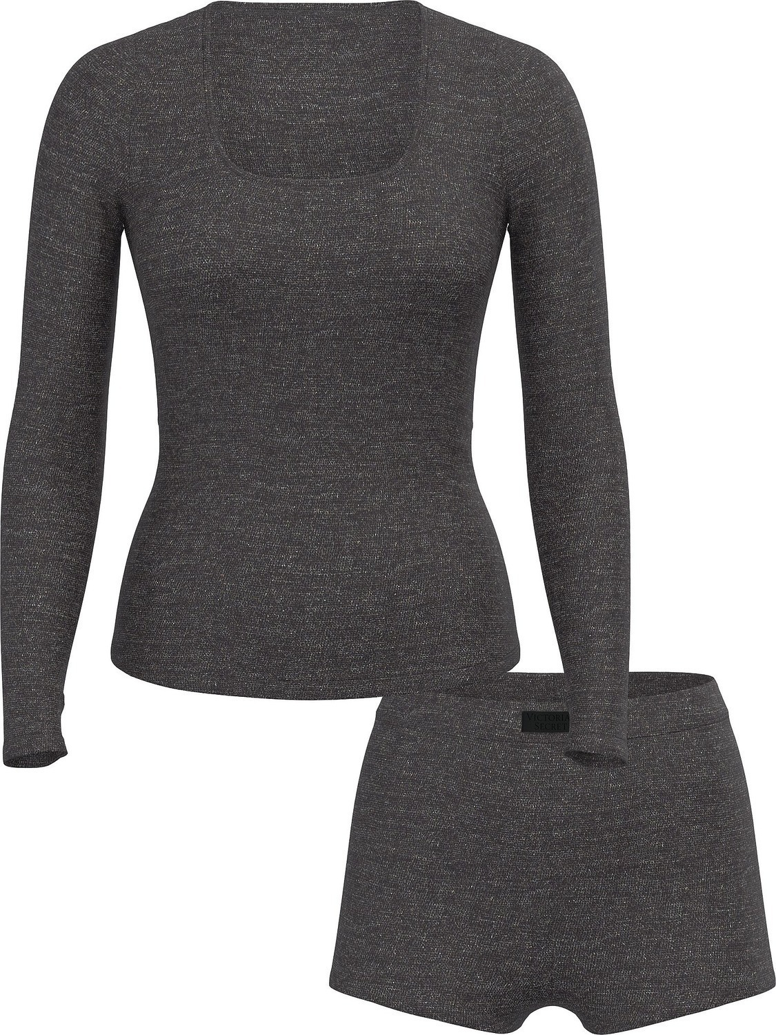 

Комплект шорты с лонгсливом Victoria's Secret SoSoft Modal Ribbed Scoop, серый