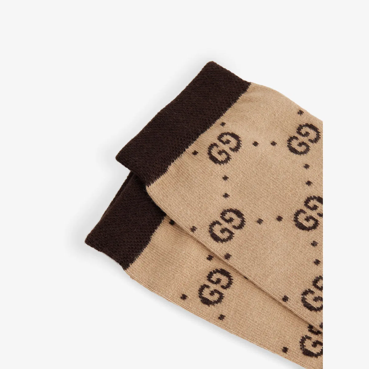Носки из хлопковой смеси с принтом бренда Loggina, размер 6-12 лет Gucci, бежевый/темно-коричневый — фото 2