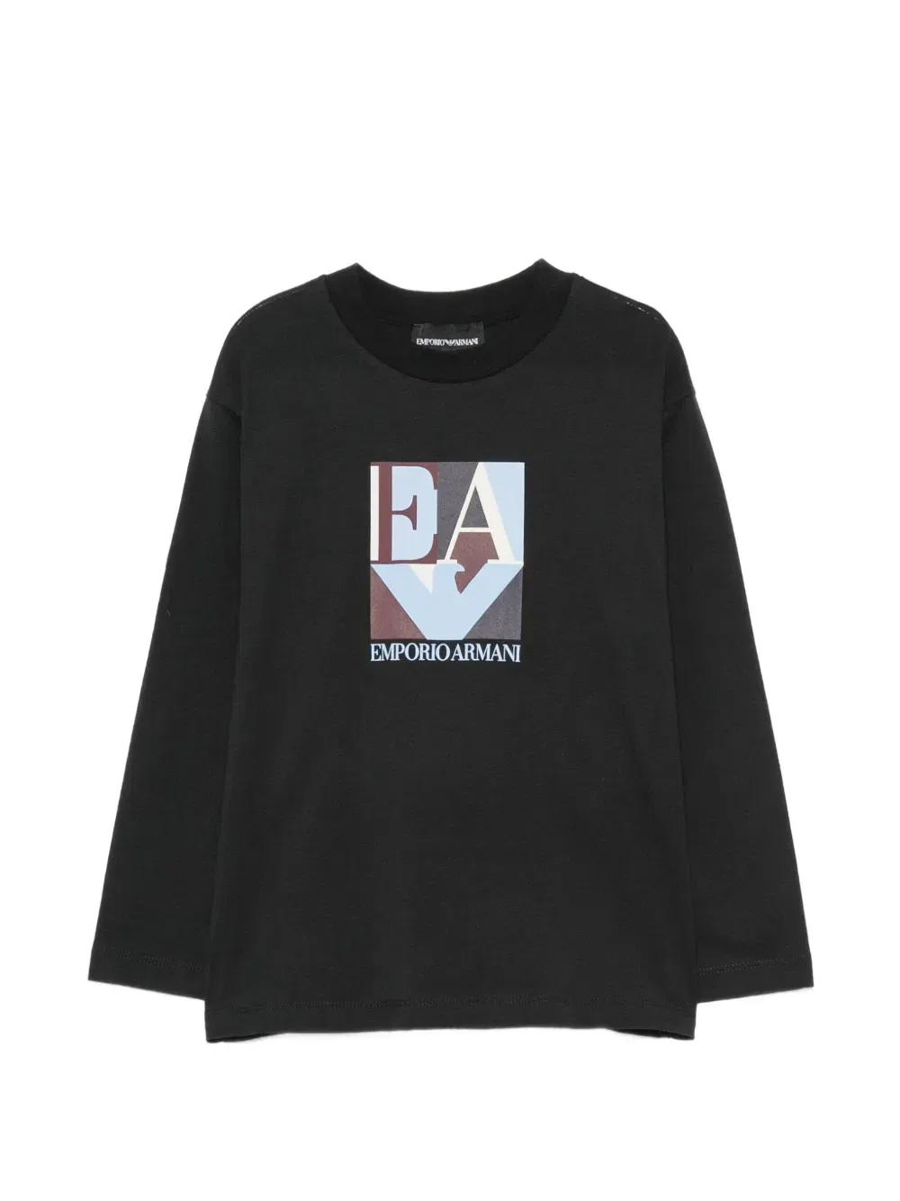 Футболка с длинным рукавом и логотипом (набор из трех штук) Emporio Armani Kids, черный — фото 2