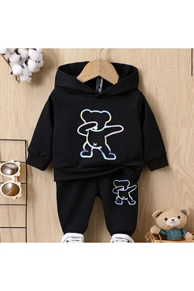Детский спортивный костюм с принтом Bear printed tracksuit set hooded Topçu, Colored