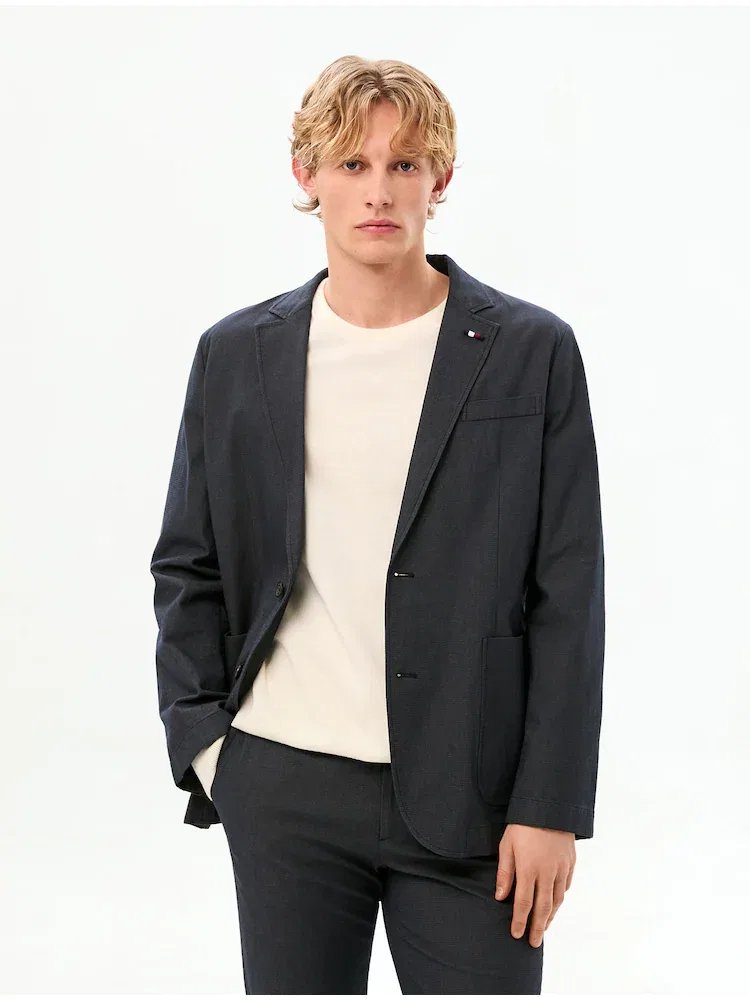 Пиджак из текстурированного хлопка TOMMY HILFIGER, Navy