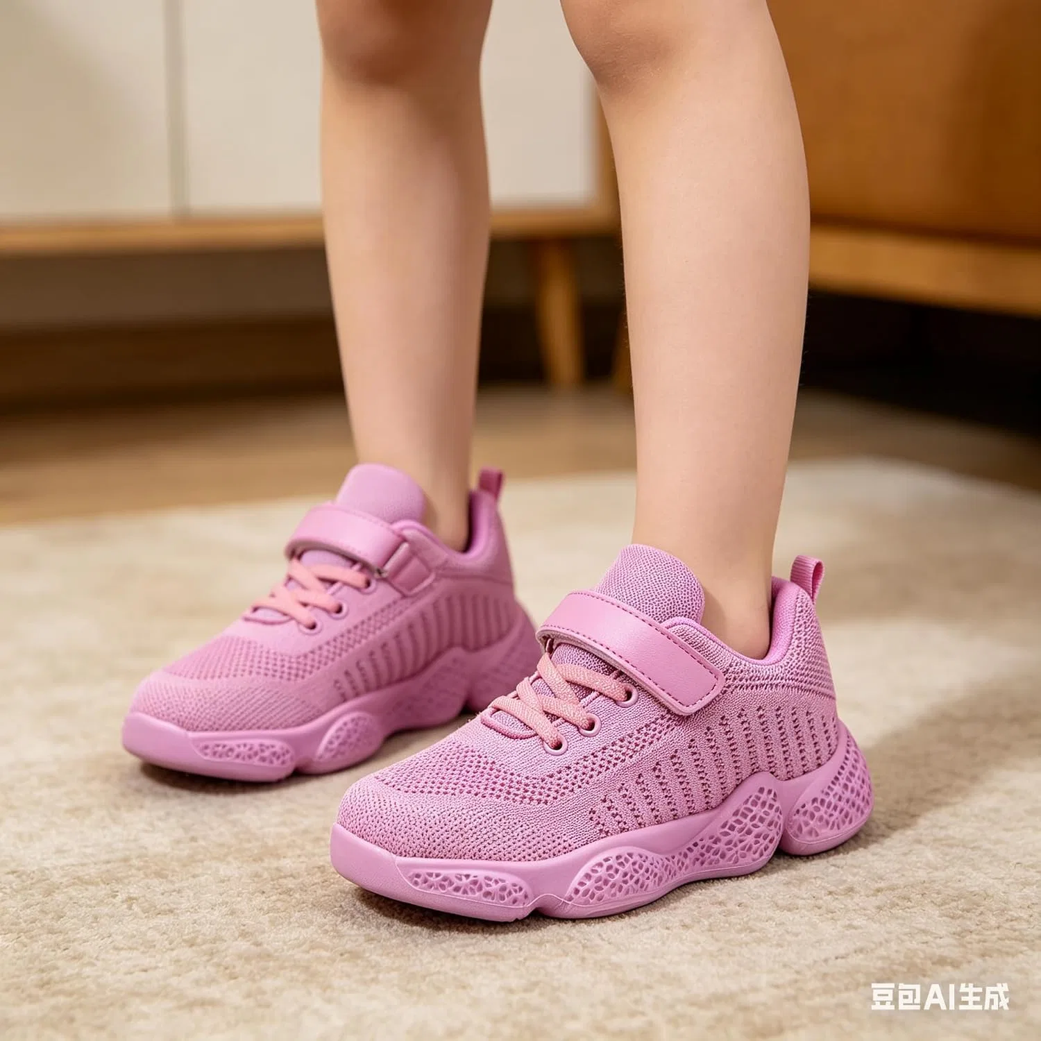 Детские кроссовки для девочек с дышащим трикотажем Hetios, Light Purple — фото 2