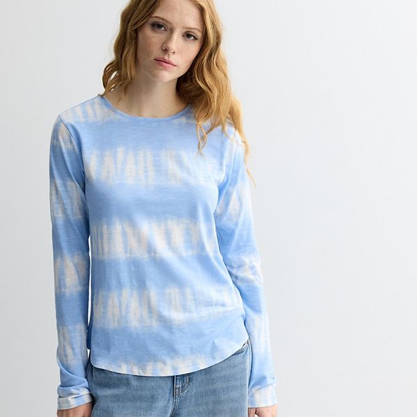 

Повседневная футболка с длинным рукавом Petite Sonoma Goods For Life, Blue Stripe Dye, Синий, Повседневная футболка с длинным рукавом Petite Sonoma Goods For Life, Blue Stripe Dye