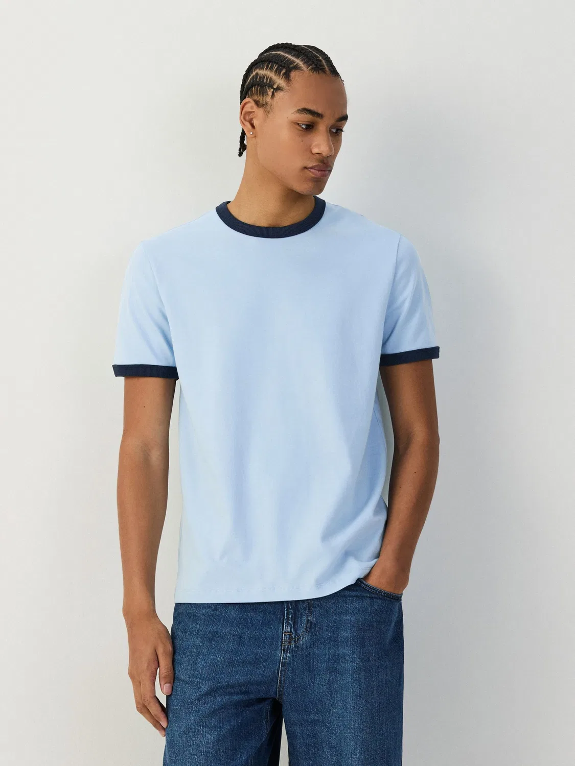 Футболка-рингер Slim Fit, Light Blue Next