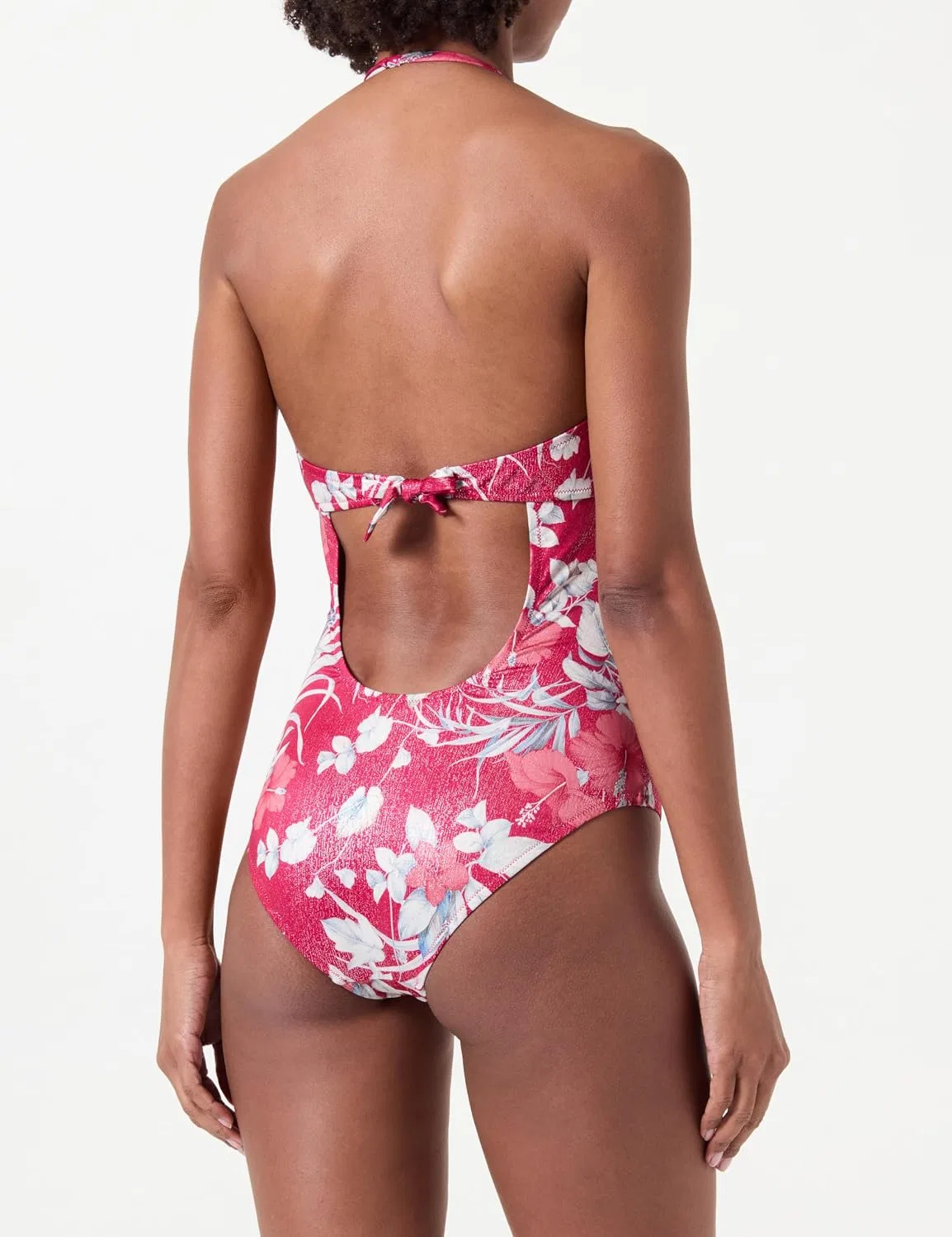 Женский цельный купальник с цветочным принтом Emporio Armani, Hibiscus Print/Cherry — фото 3