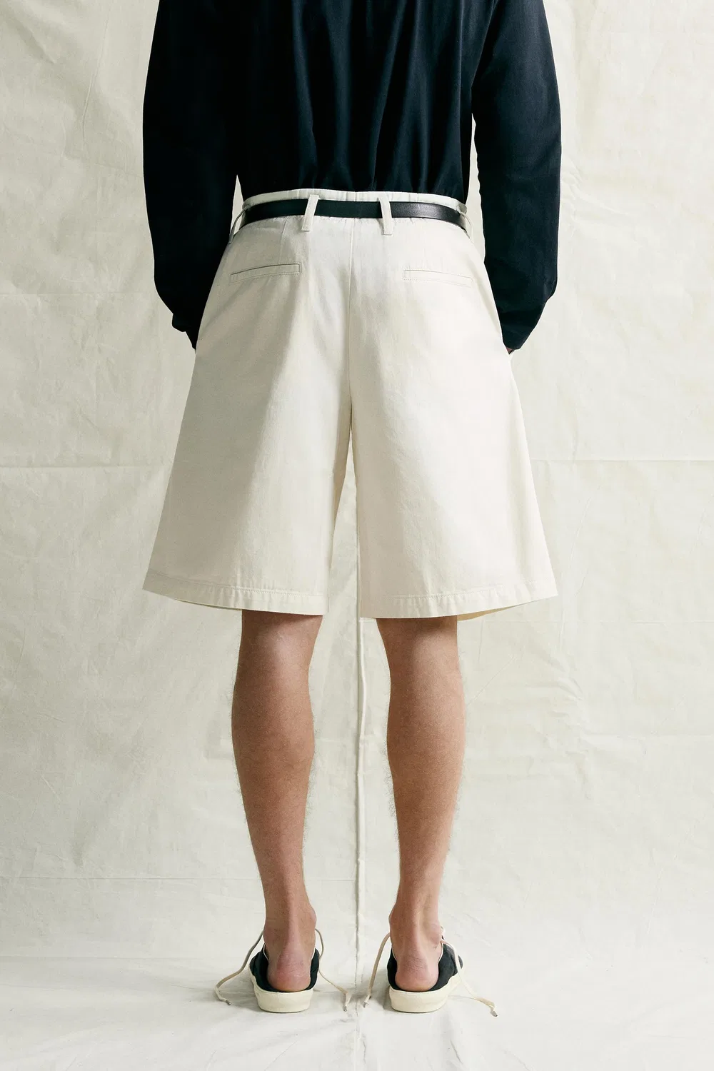 Свободные плиссированные бермудские шорты ZARA, Oyster-white — фото 3