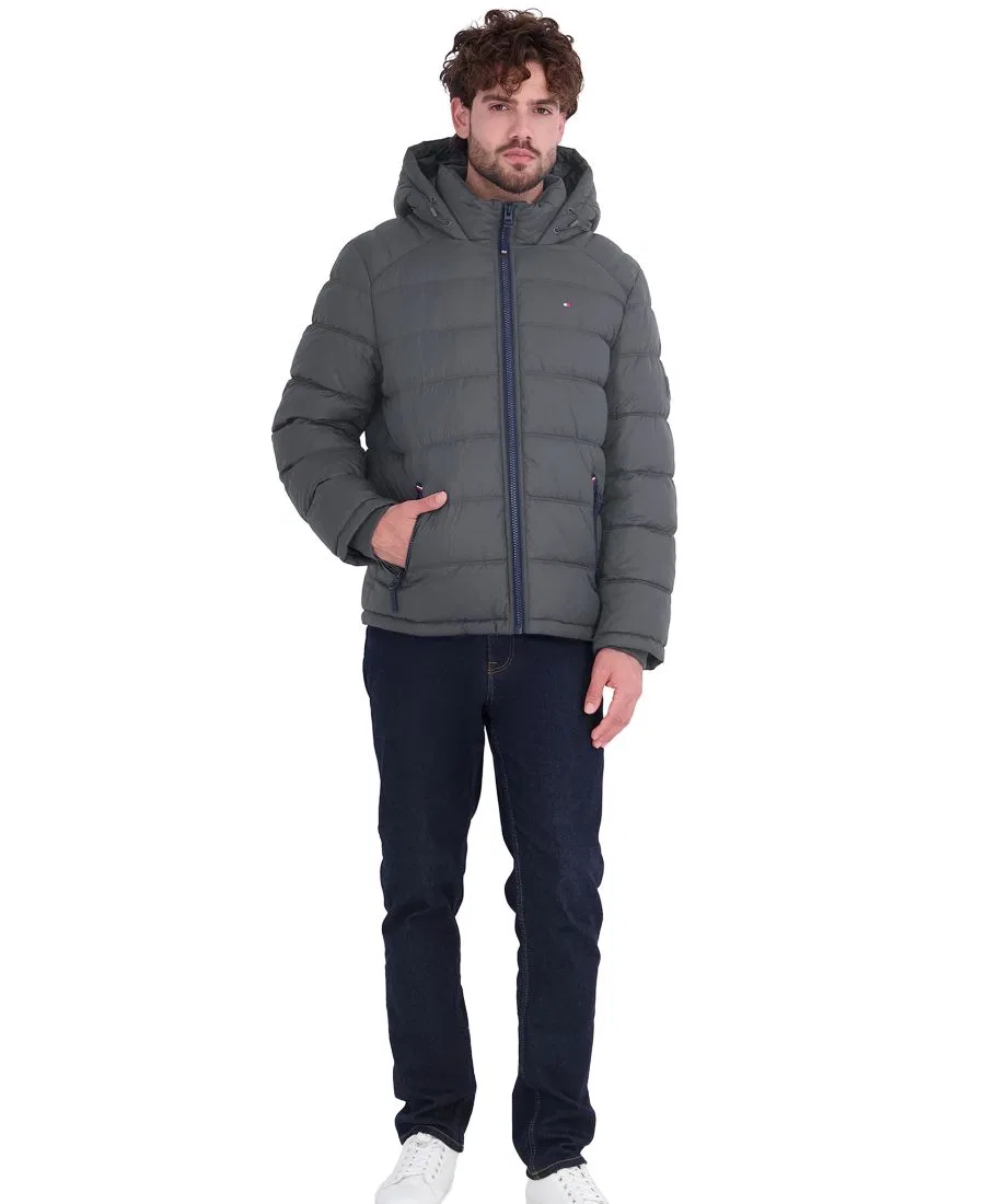 Мужская стеганая куртка-пуховик с капюшоном Tommy Hilfiger, Charcoal — фото 2