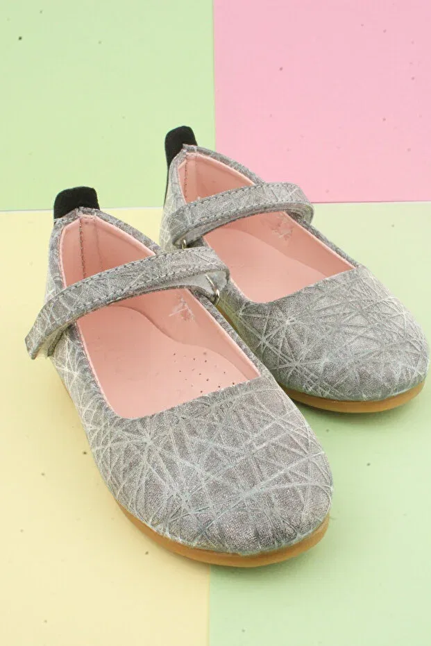 Детские балетки для девочек серебристые Rainbow child ballet flats Nubebe, Silver — фото 4