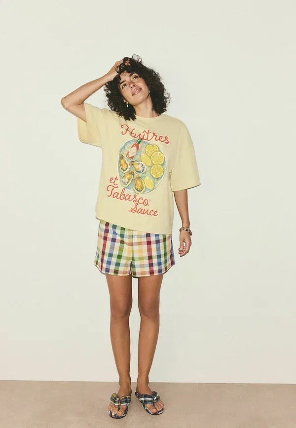 Пижамный комплект из хлопка Regular fit - short pyjamas set, Next, yellow check tabasco, желтый