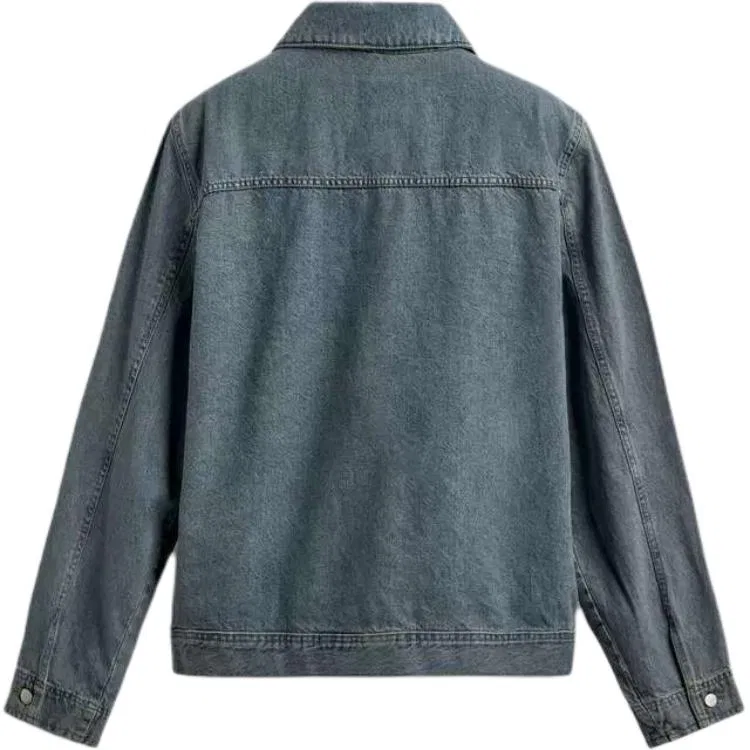 Мужская джинсовая куртка с воротником и прямым кроем Blue ZARA, Blue — фото 3