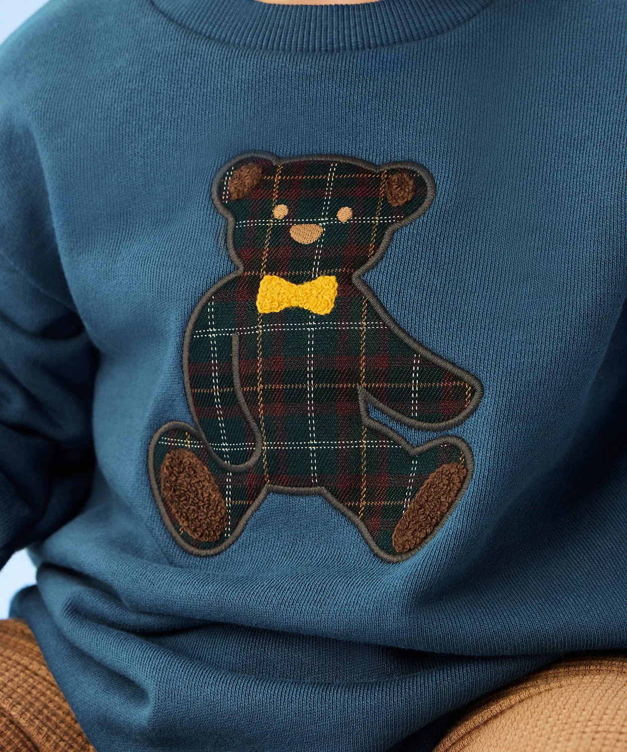 Детская футболка BIG с длинным рукавом с аппликацией, модель Teddy, combimini, Navy — фото 4
