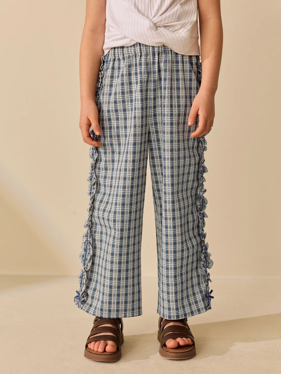 Брюки широкие на резинке Next, клетка Navy/White Check