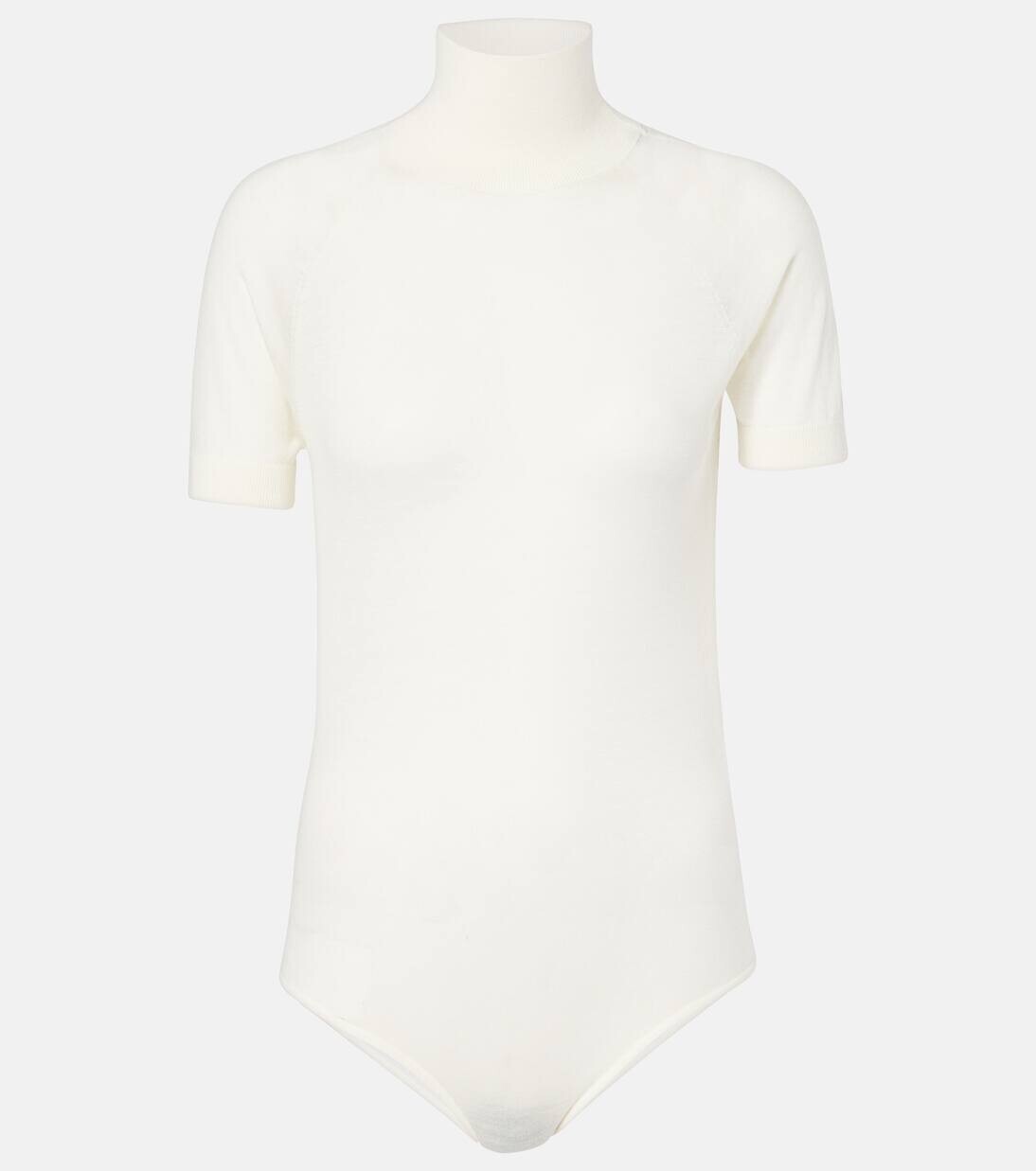 

Боди из шерсти с высоким воротом Alaïa, цвет blanc naturel