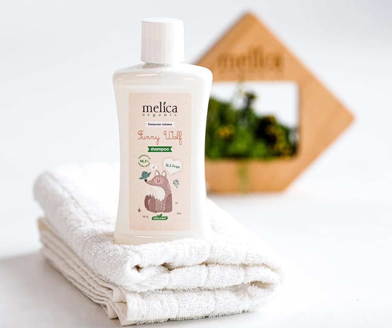 Детская пенка для ванны и шампунь Organic Funny Bunny Bath Foam and Funny Wolf Baby Shampoo, Melica, 600 мл, Citrus — фото 2