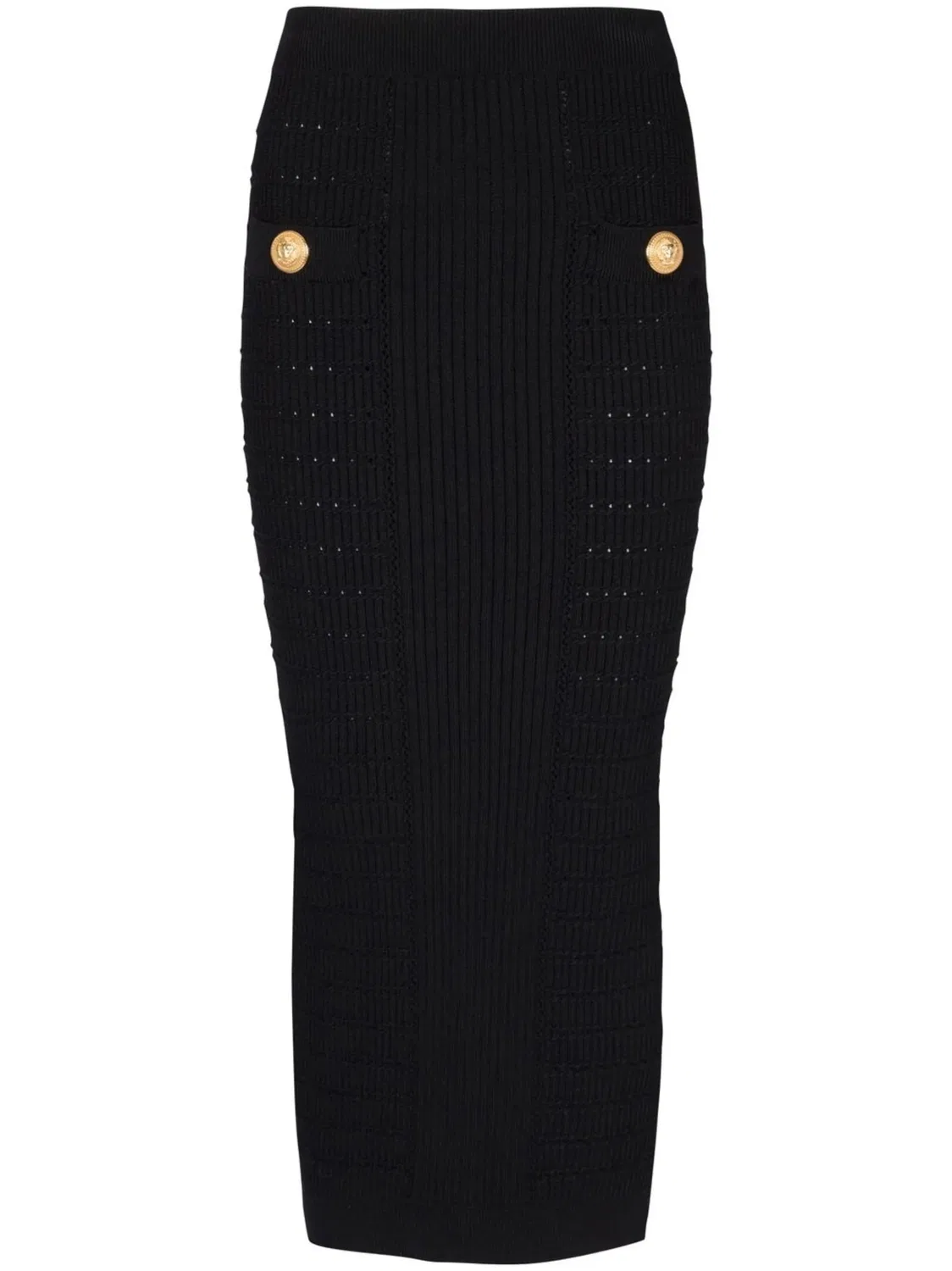 Вязаная юбка-карандаш Balmain, черный