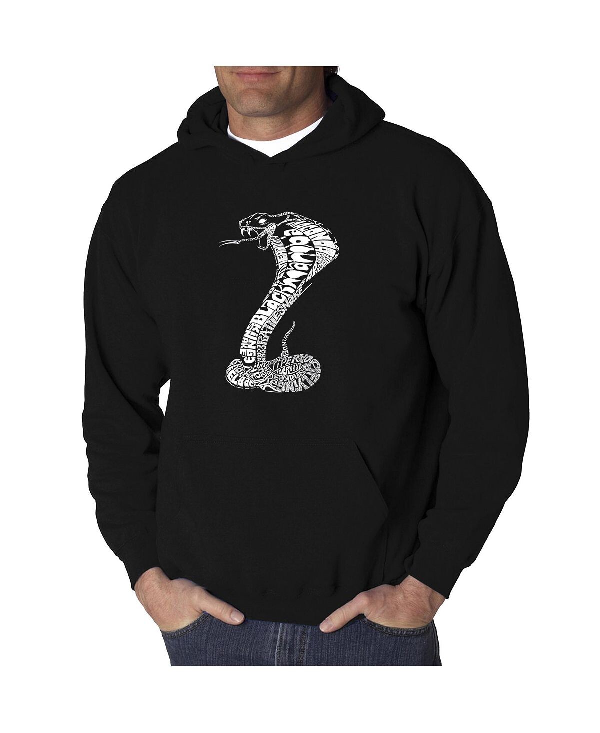 

Мужская толстовка с капюшоном word art - types of snakes LA Pop Art, черный