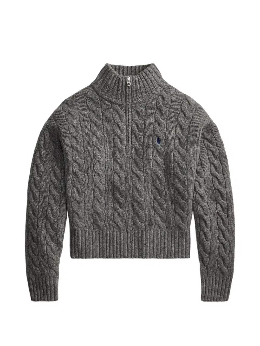 Вязаный свитер с вышитым логотипом Polo Ralph Lauren, серый