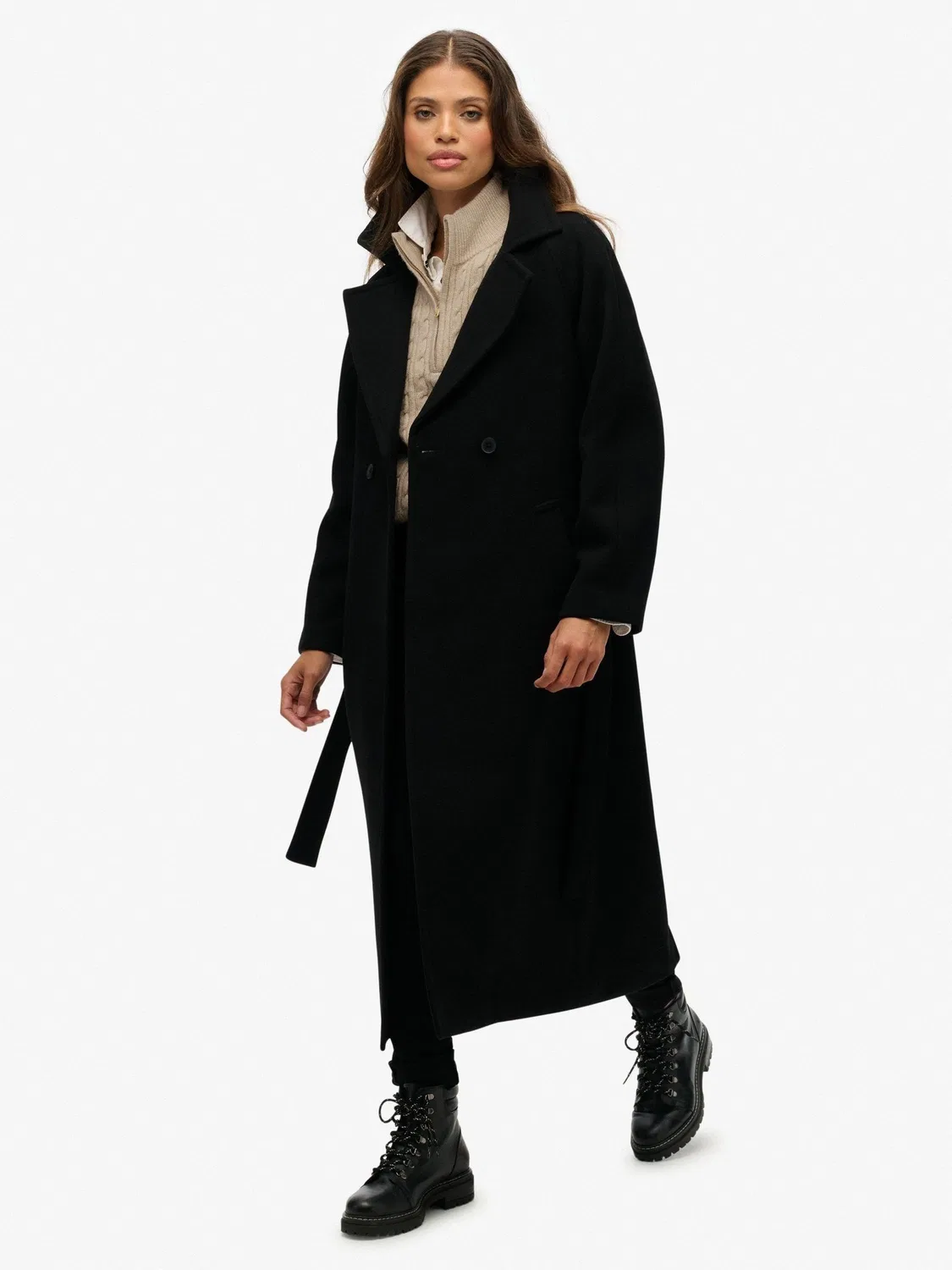 Пальто Relaxed Long Wool Blend Superdry, черный — фото 3