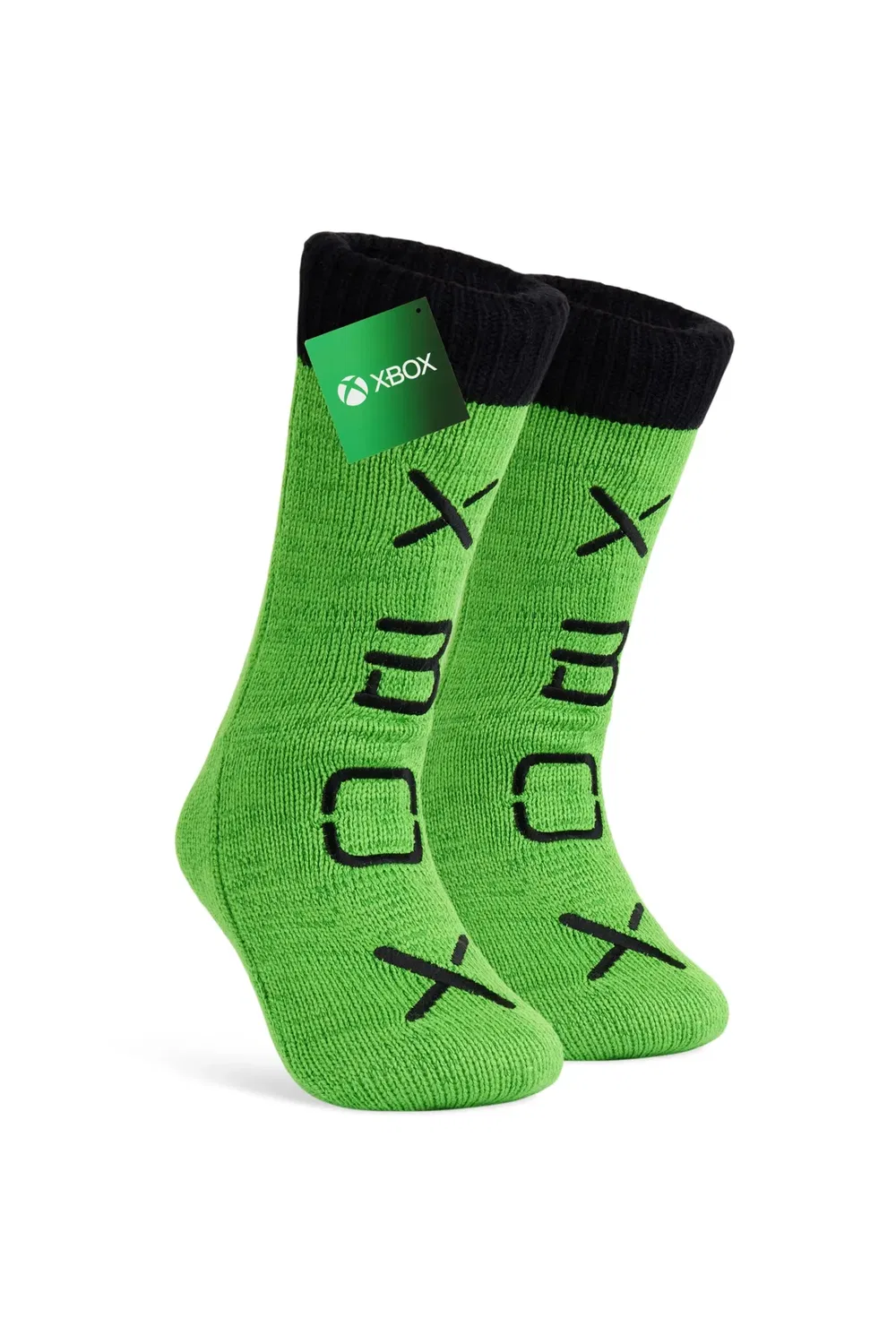 Носки-тапочки с флисом и противоскользящей подошвой Xbox, Green
