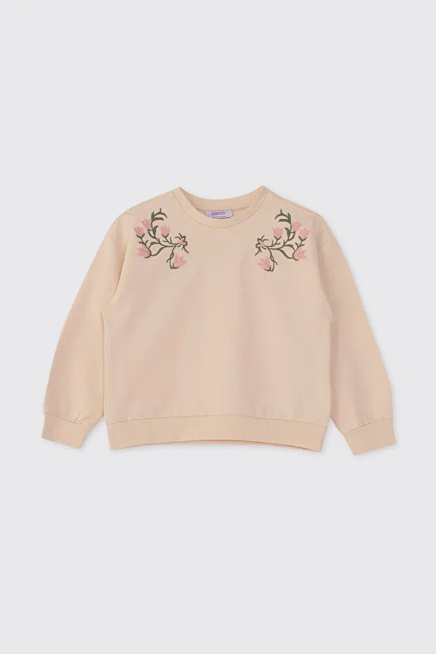 Детские свитшот для девочек с вышивкой Panço, Beige — фото 3