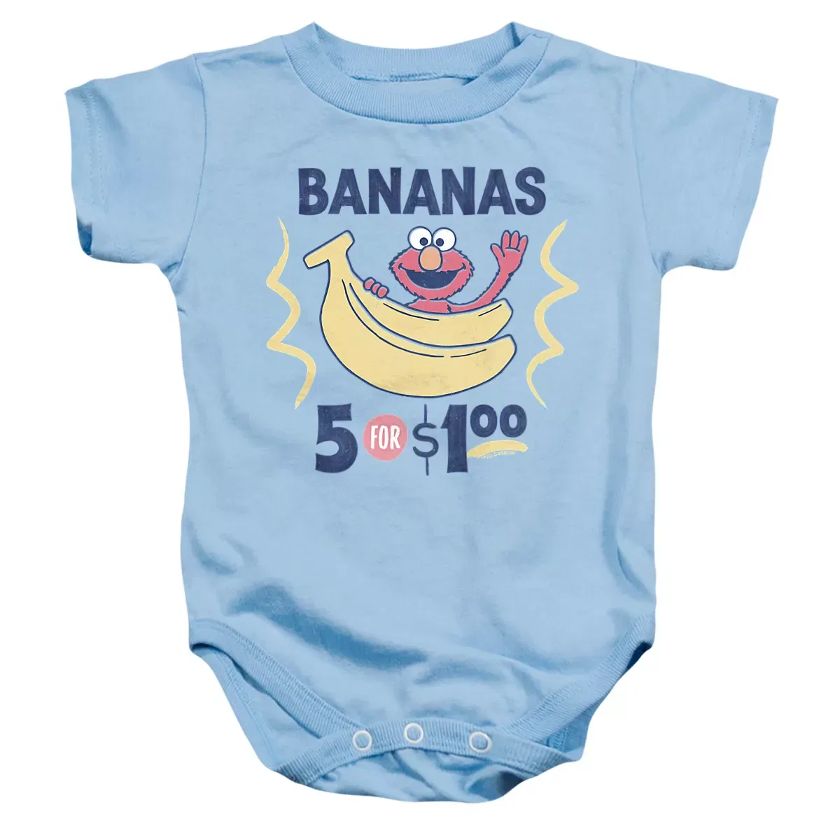 Детское боди с коротким рукавом Sesame Street Vintage Sign Elmo's Bananas, Light Blue