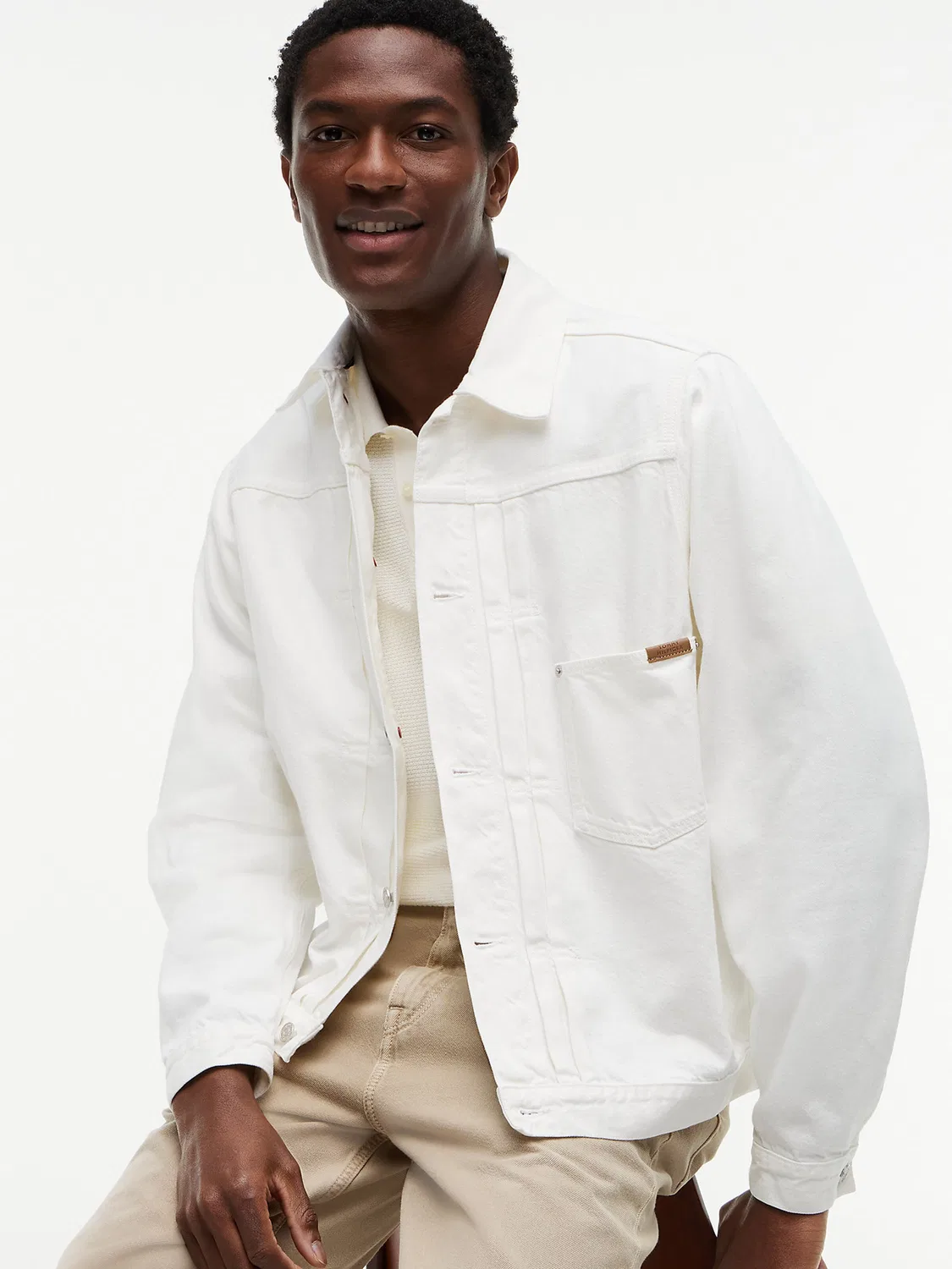Джинсовая куртка Tommy Hilfiger Between-Season Jacket из белого денима — фото 4