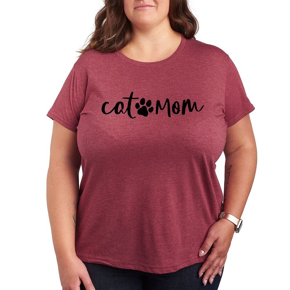 

Футболка Plus с рисунком Cat Mom Licensed Character, цвет Heather Red