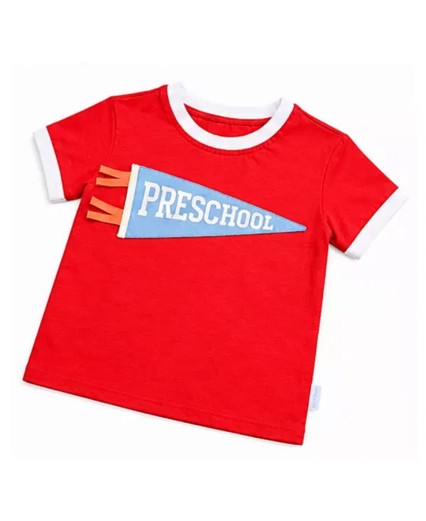 Детская футболка с принтом Unisex preschool crewneck tee Bits & Bows, Red/Blue/White/Orange — фото 3