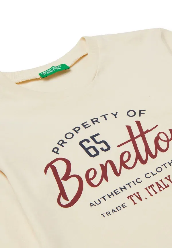 Футболка с длинными рукавами и принтом в виде логотипа United Colors Of Benetton, бежевый — фото 3