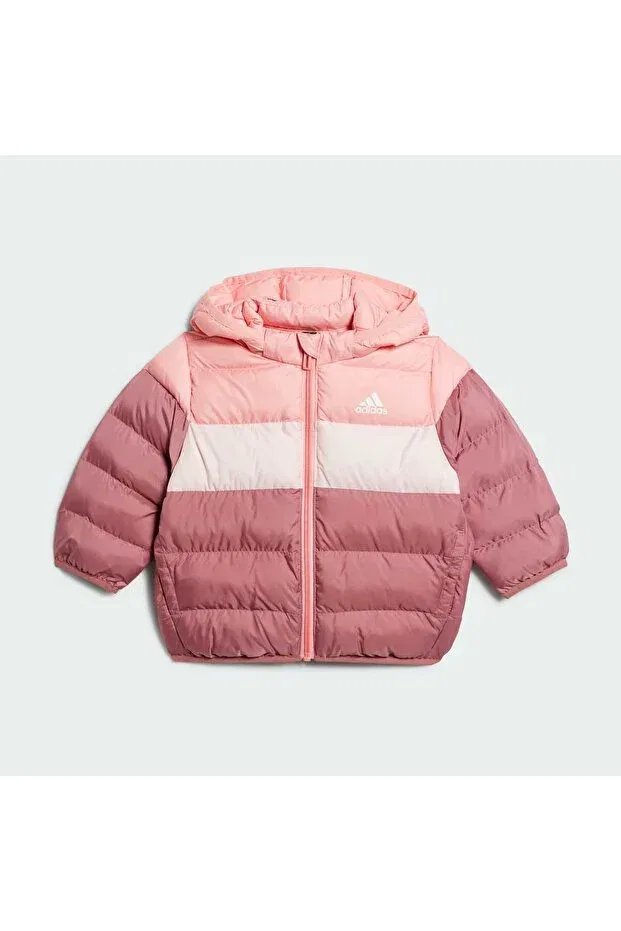 Детская зимняя куртка с капюшоном Adidas, Semi Pink Spark / Sandy Pink — фото 4