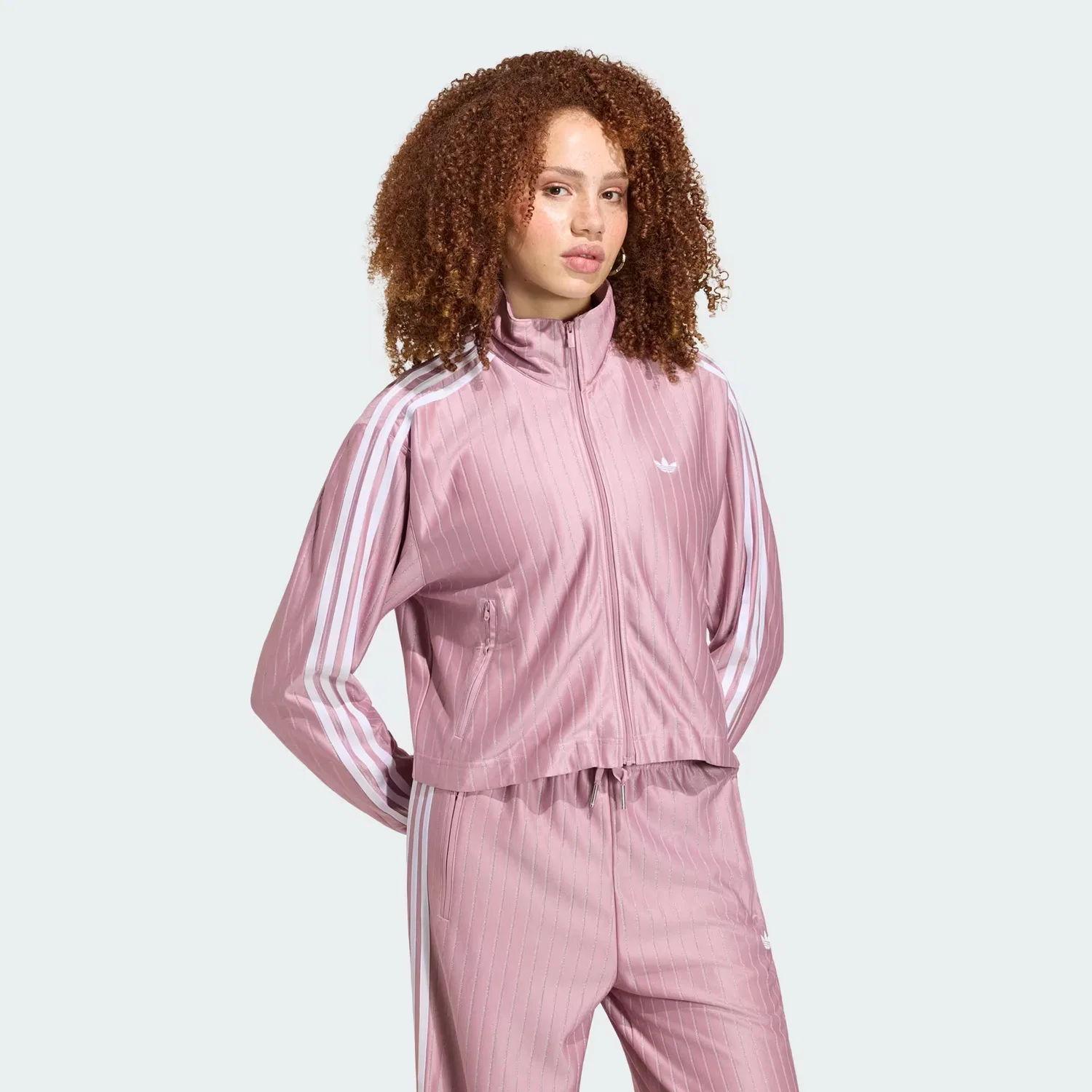 Женская олимпийка свободного кроя Firebird Pinstripe Adidas Originals, лиловый/серебристый металлик