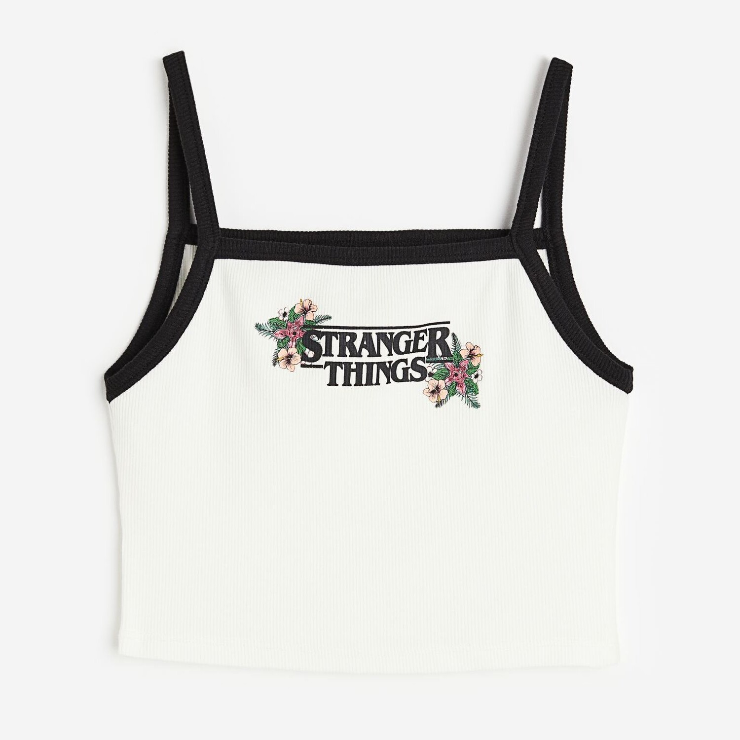 

Топ H&M Stranger Things Printed Camisole, белый/черный