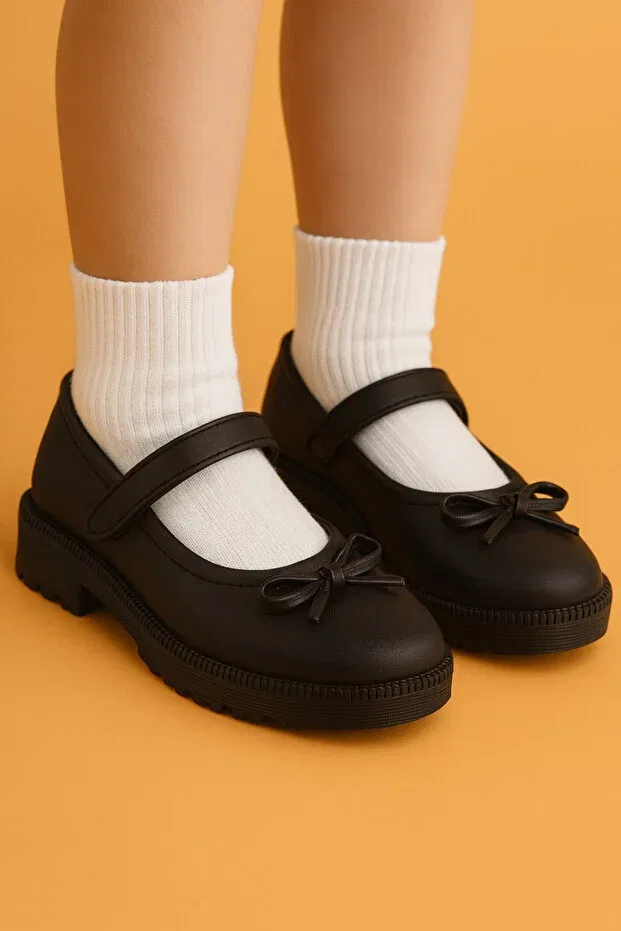 Детские балетки для девочек без застежек Moon Glow, Black Patent Leather