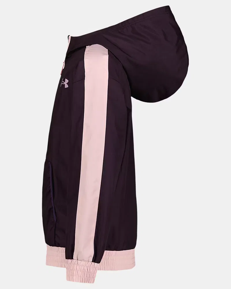 Ветровка для девочек ветрозащитная с подкладкой из микрофлиса Manataug UnderArmour, Purple Echo/Mauve Pink — фото 4