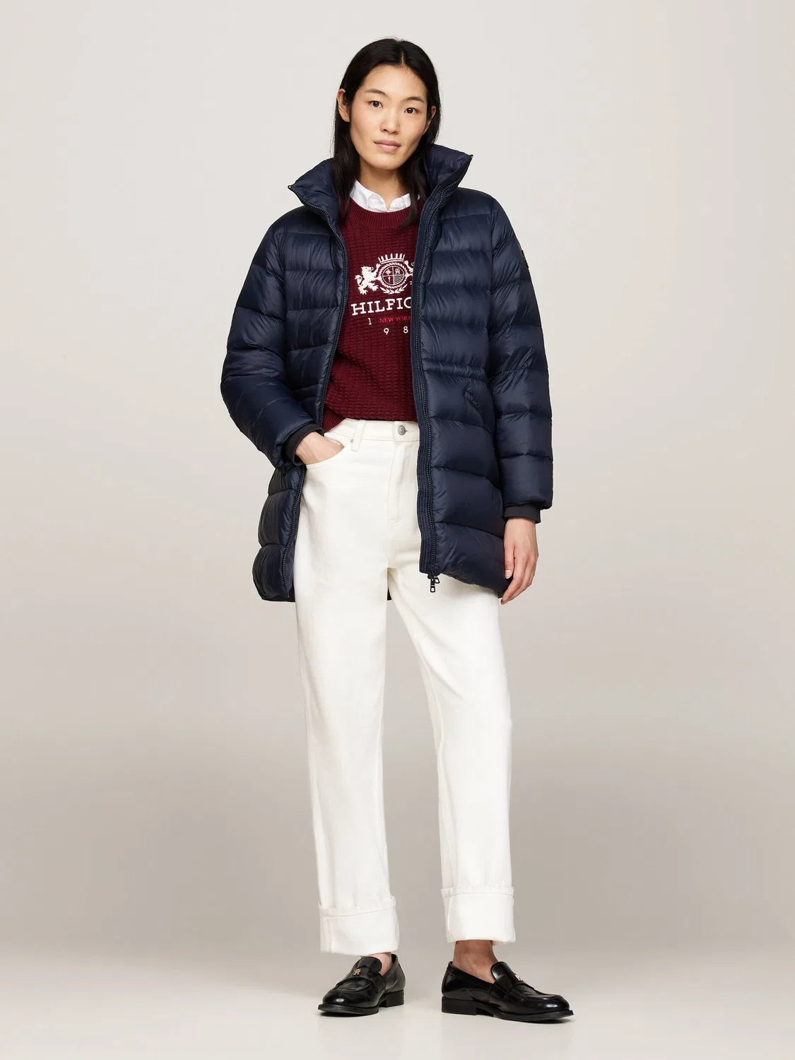 Пуховик с воротником-стойкой Tommy Hilfiger, темно-синий