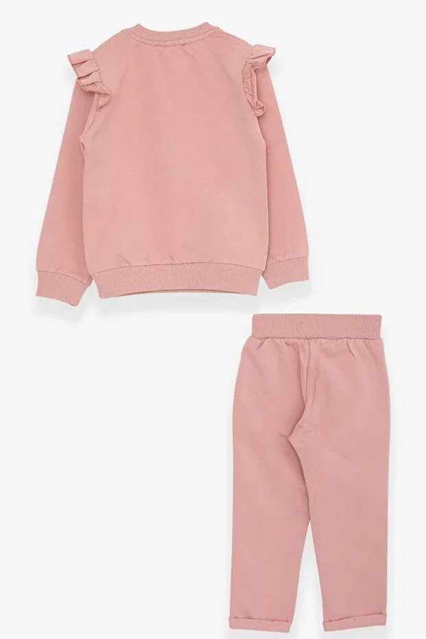 Детский спортивный комплект для девочек с принтом Teddy Bear Glitter Text Breeze, Salmon — фото 2